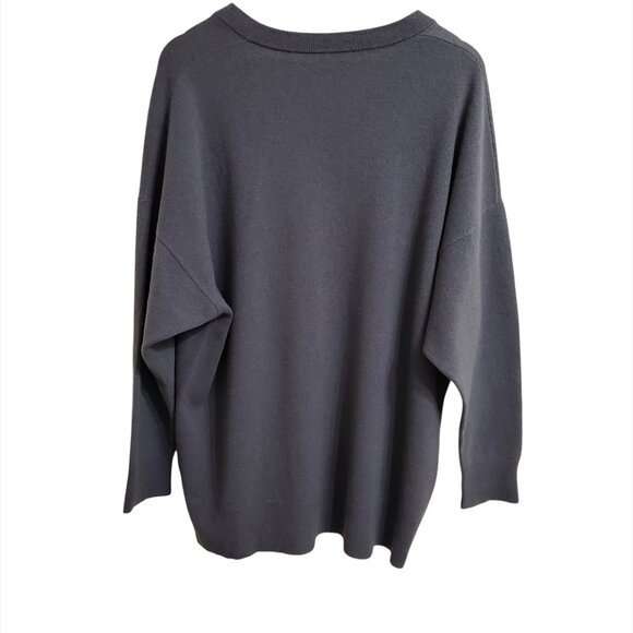 Jenni Kayne Womens Charlie Cashmere V-Neck Knit Sweater L Oversized Gray Cozy - Picture 5 of 12